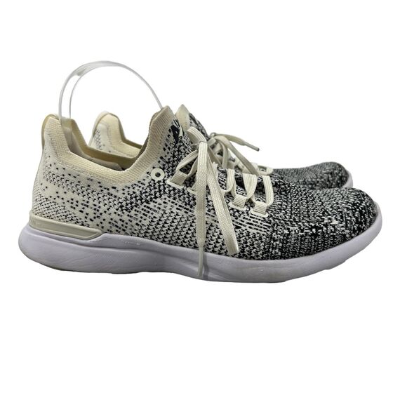 APL Womens 8 Running Shoes Ivory Black Techloom Wave Performance Sneakers 0422XC - Picture 1 of 14